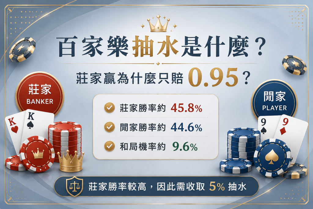 【百家樂抽水是什麼？】為什麼莊家贏只賠 0.95？新手必懂抽水機制