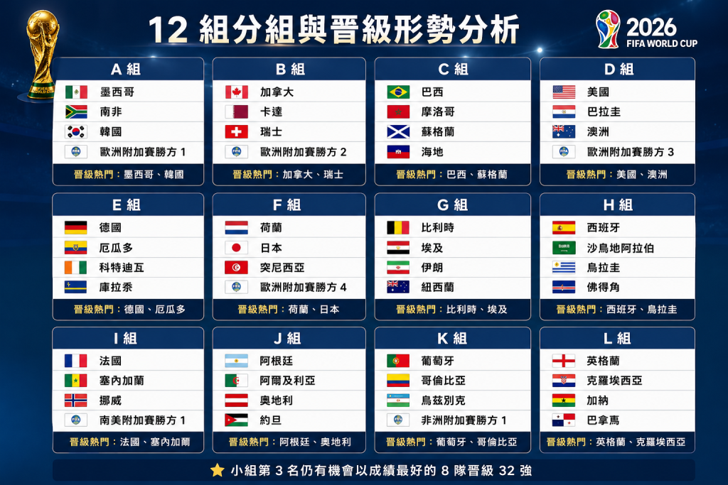 2026世界盃小組賽形勢分析